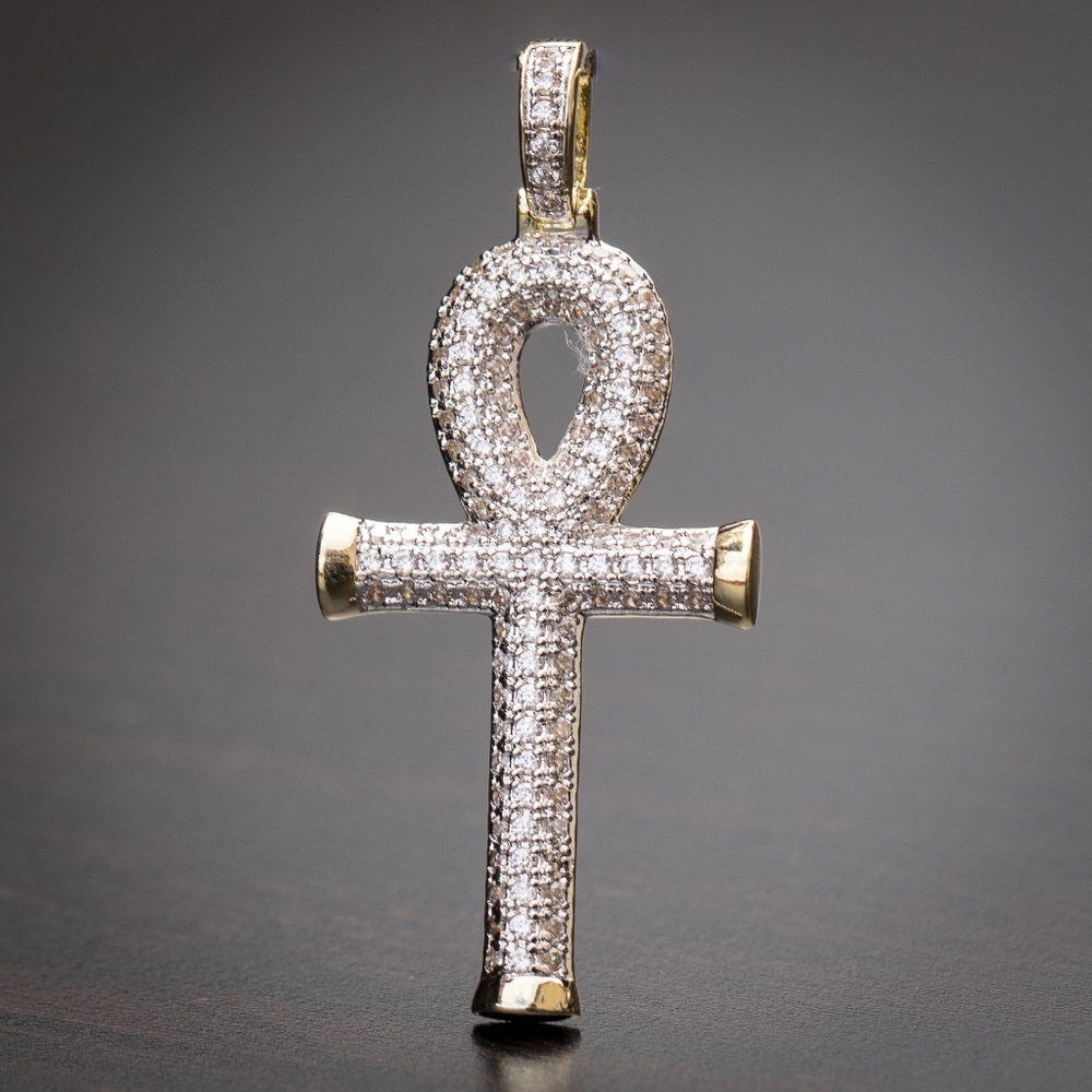 Mini Gold Egyptian Ankh Cross Pendant Necklace